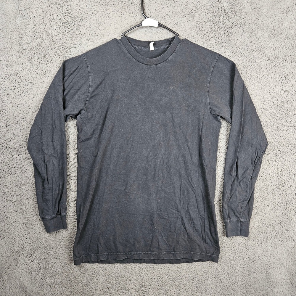 Dixxon Mens Long Sleeve T-Shirt Black Solid Crew Neck Cotton Size‎ Large